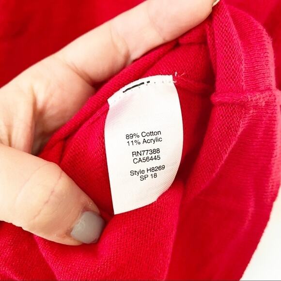 J. crew Red tie cold shoulders sweater cotton sz S - Picture 7 of 7